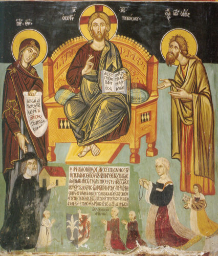 В нижней части фрески с изображена семья ктитора (спонсора строительства церкви).