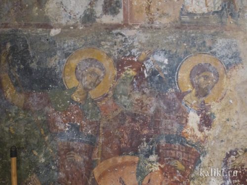 Святые с копьями. Фреска церкви Иоанна Богослова в Киссосе
