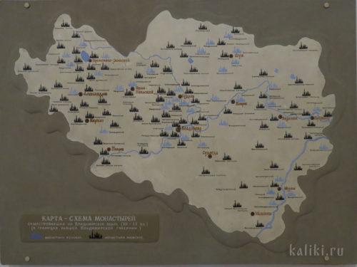 Карта-схема монастырей, существовавших на Владимирской земле (XII -XX вв.)