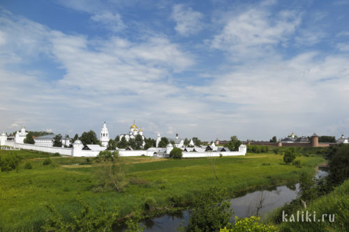 Вид на Свято-Покровский монастырь со стороны Александровского монастыря. Справа Спасо-Евфимиев монастырь
